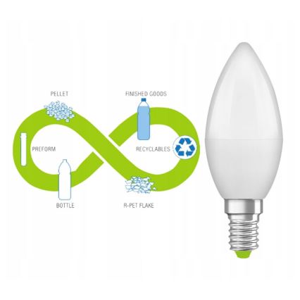 LED Lamp gemaakt van gerecycled plastic B40 E14/4,9W/230V 4000K - Ledvance