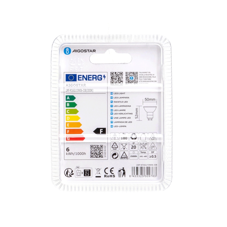 LED Lamp GU10/6W/230V 3000K - Aigostar