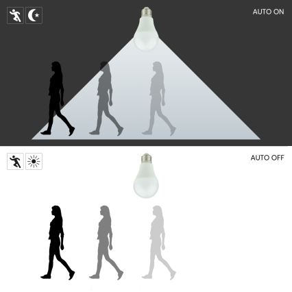 LED-lamp met bewegings- en schemersensor A60 E27/9W/230V 3000K