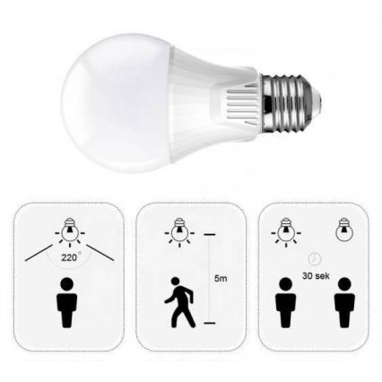 LED-lamp met bewegingssensor E27/9W/230V 6500K