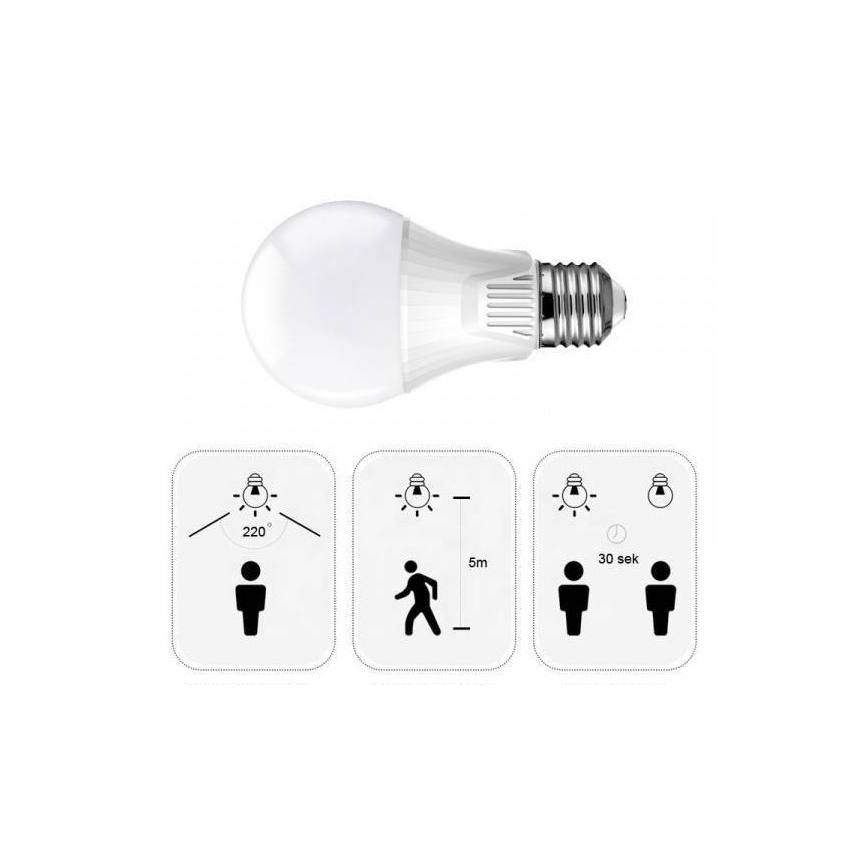 LED-lamp met bewegingssensor E27/9W/230V 6500K