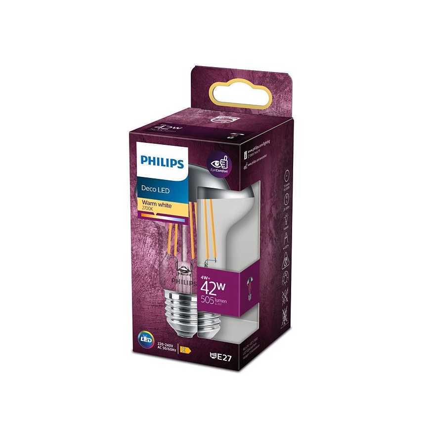 LED Lamp met bolvormige spiegelkap Philips DECO E27/4W/230V 2700K