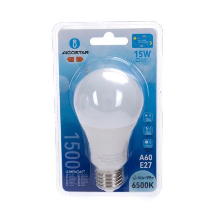LED-lamp met schemersensor A60 E27/15W/230V 6500K - Aigostar