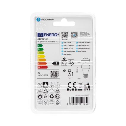LED-lamp met schemersensor A60 E27/8W/230V 6500K - Aigostar