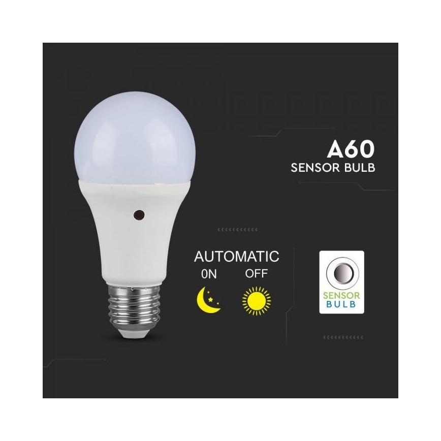 LED lamp met schemersensor E27 / 9W / 230V 6000K