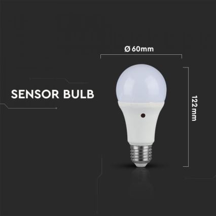 LED lamp met schemersensor E27 / 9W / 230V 6000K