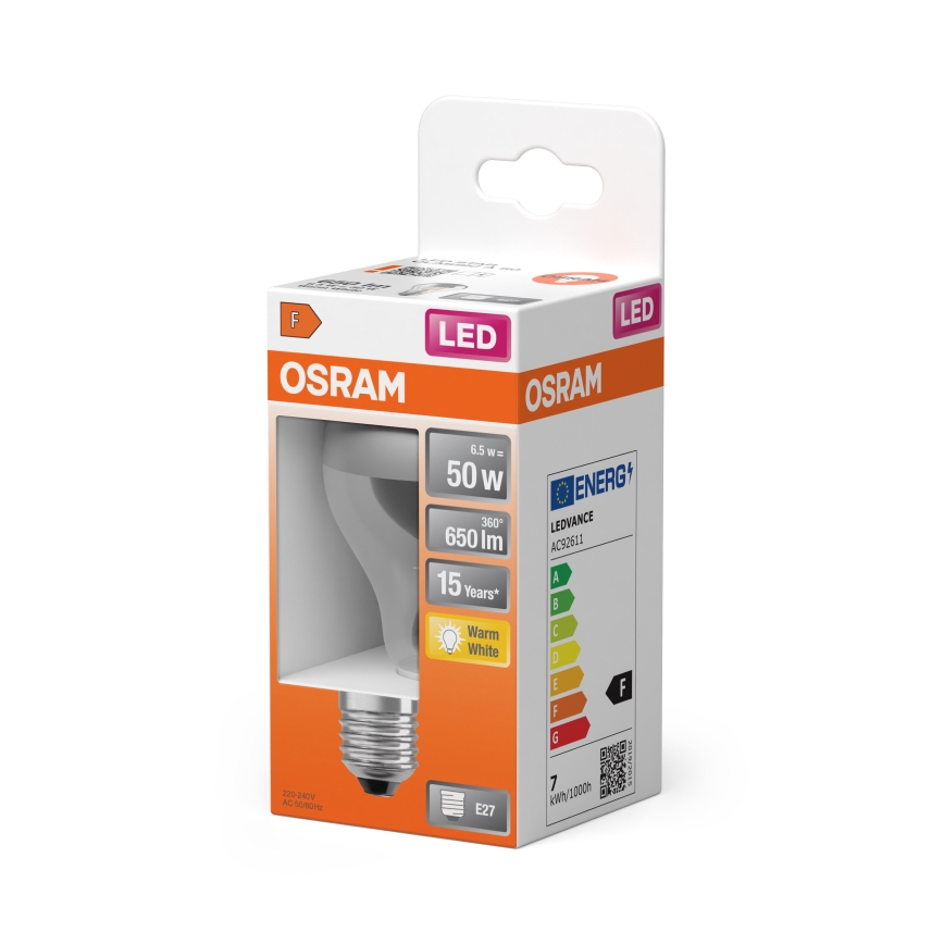 LED-lamp met spiegelkap FILAMENT E27/6,5W/230V 2700K zilverkleurig- Osram