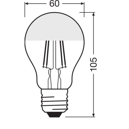 LED-lamp met spiegeltop FILAMENT E27/6,5W/230V 2700K goudkleurig - Osram