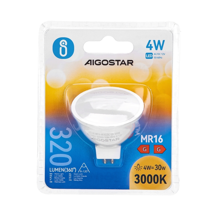 LED Lamp MR16 GU5,3/4W/12V 3000K - Aigostar