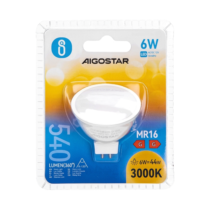 LED Lamp MR16 GU5,3/6W/12V 3000K - Aigostar