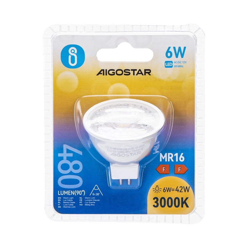 LED Lamp MR16 GU5,3/6W/12V 3000K - Aigostar