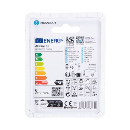 LED Lamp MR16 GU5,3/6W/12V 4000K - Aigostar