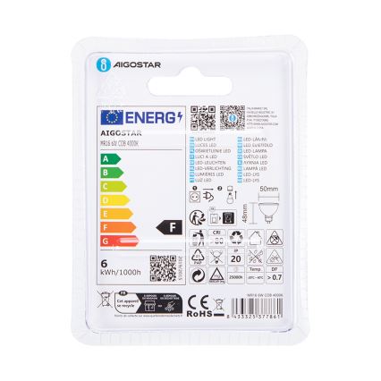 LED Lamp MR16 GU5,3/6W/12V 4000K - Aigostar