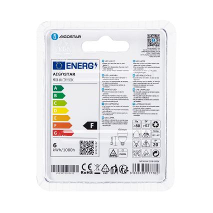 LED Lamp MR16 GU5,3/6W/12V 6500K - Aigostar