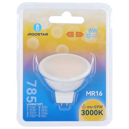 LED-lamp MR16 GU5,3/8W/12V 3000K - Aigostar