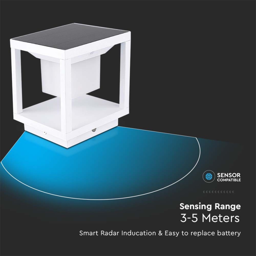 LED-lamp op zonne-energie met een sensor LED/2W/5,5V 3000K IP65 2600 mAh wit