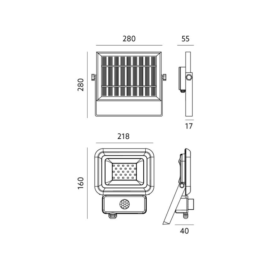 LED-lamp op zonne-energie met een sensor LED/30W/3,7V 6500K IP65 6600 mAh
