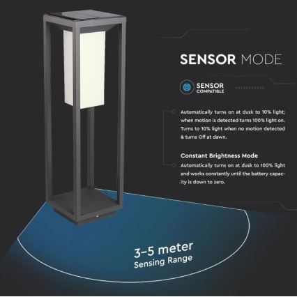 LED-lamp op zonne-energie met een sensor SAMSUNG CHIP LED/2W/3,7V IP65 2600 mAh