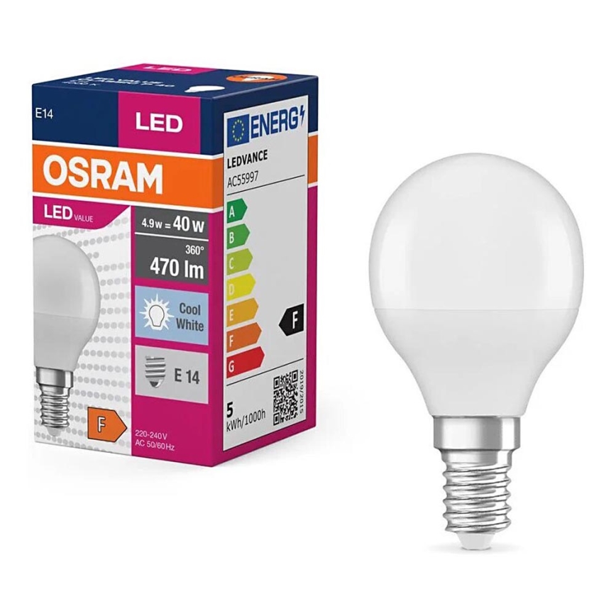 LED Lamp P40 E14/4,9W/230V 4000K - Osram