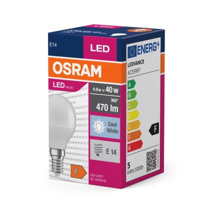LED Lamp P40 E14/4,9W/230V 4000K - Osram