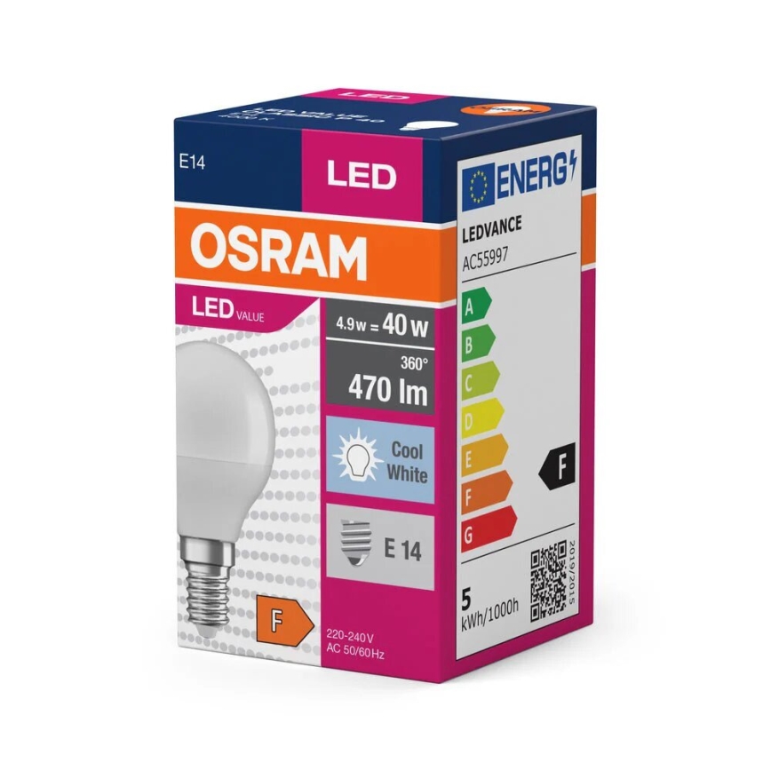 LED Lamp P40 E14/4,9W/230V 4000K - Osram