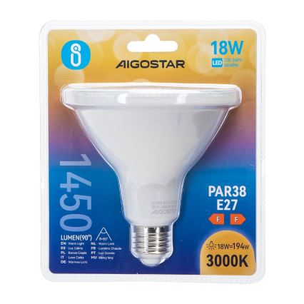 LED Lamp PAR38 E27/18W/230V 3000K - Aigostar