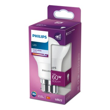 LED Lamp Philips A60 B22/7,5W/230V 4000K