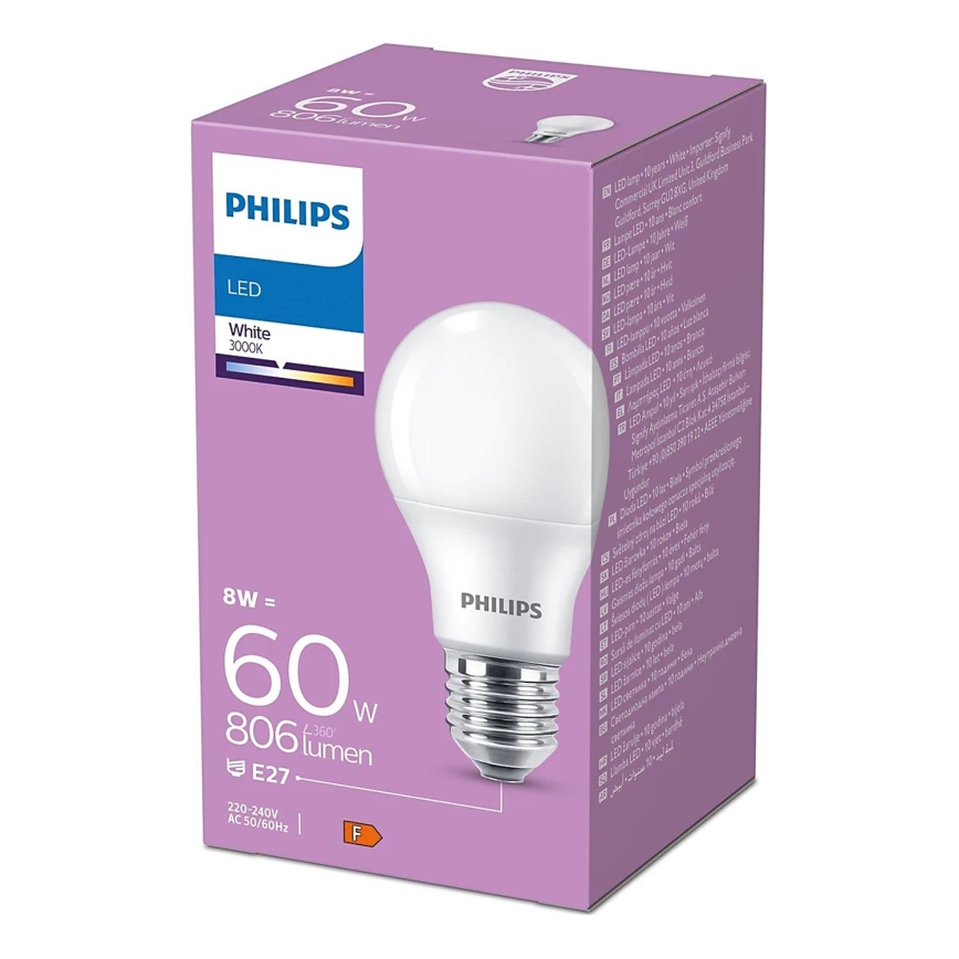 LED Lamp Philips A60 E27/8W/230V 3000K