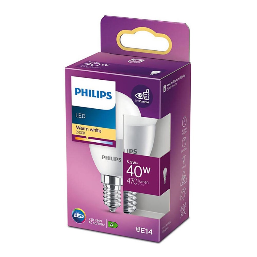 LED Lamp Philips P45 E14/5,5W/230V 2700K