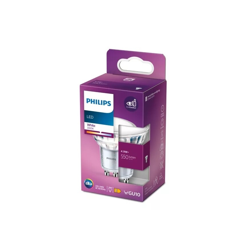 LED Lamp Philips PAR16 GU10/4,9W/230V 3000K