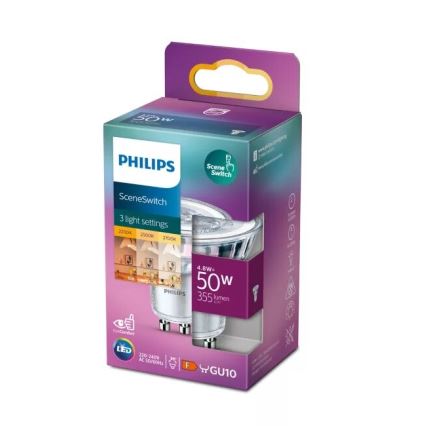 LED Lamp Philips SCENE SWITCH PAR16 GU10/4,8W/230V 2200/2500/2700K