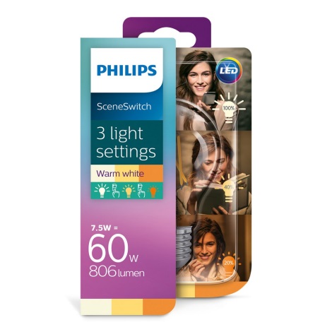 LED Lamp Philips SCENE SWITCH VINTAGE A60 E27/7,5W/230V 2200K-2700K