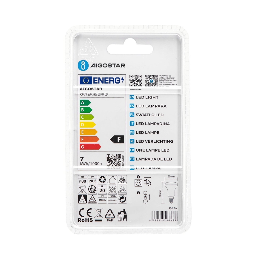 LED Lamp R50 E14/7W/230V 3000K - Aigostar