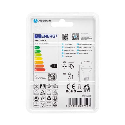 LED Lamp R63 E27/9W/230V 3000K - Aigostar