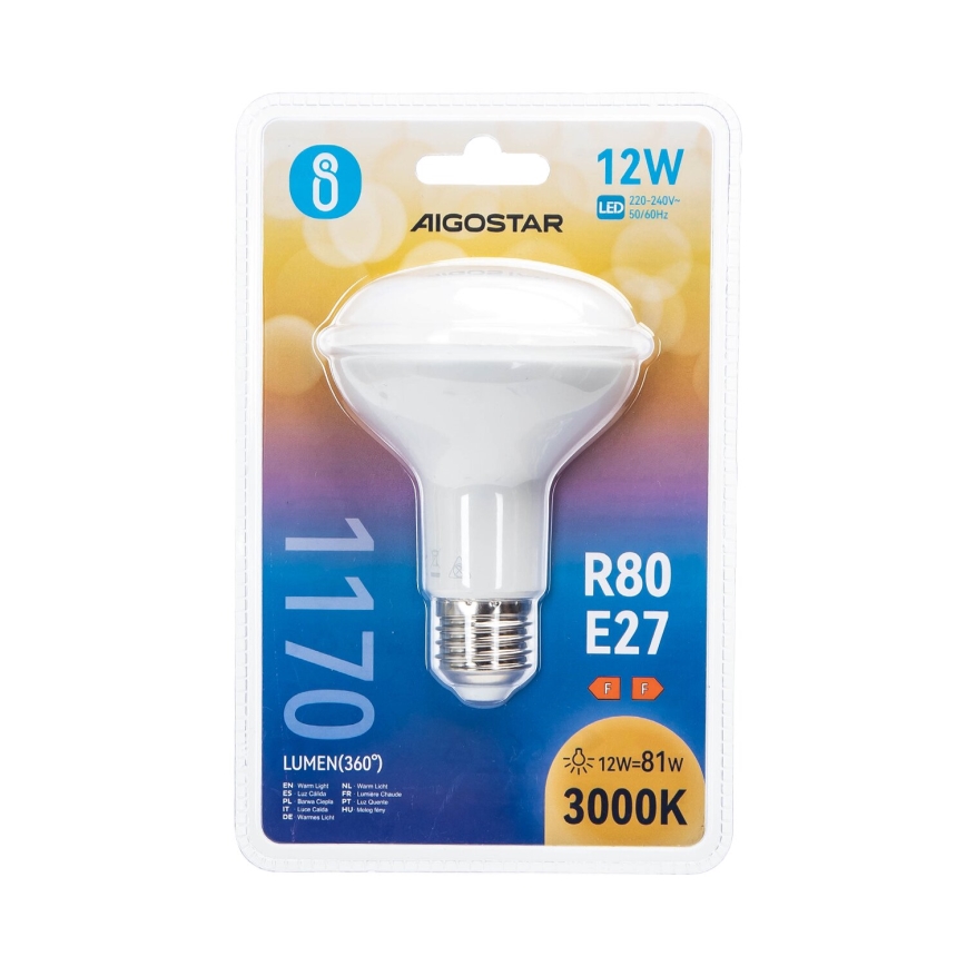 LED Lamp R80 E27/12W/230V 3000K - Aigostar