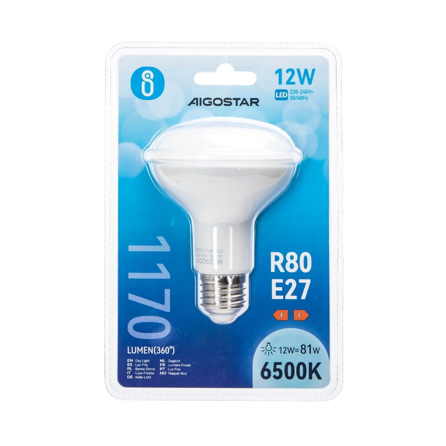 LED Lamp R80 E27/12W/230V 6500K - Aigostar