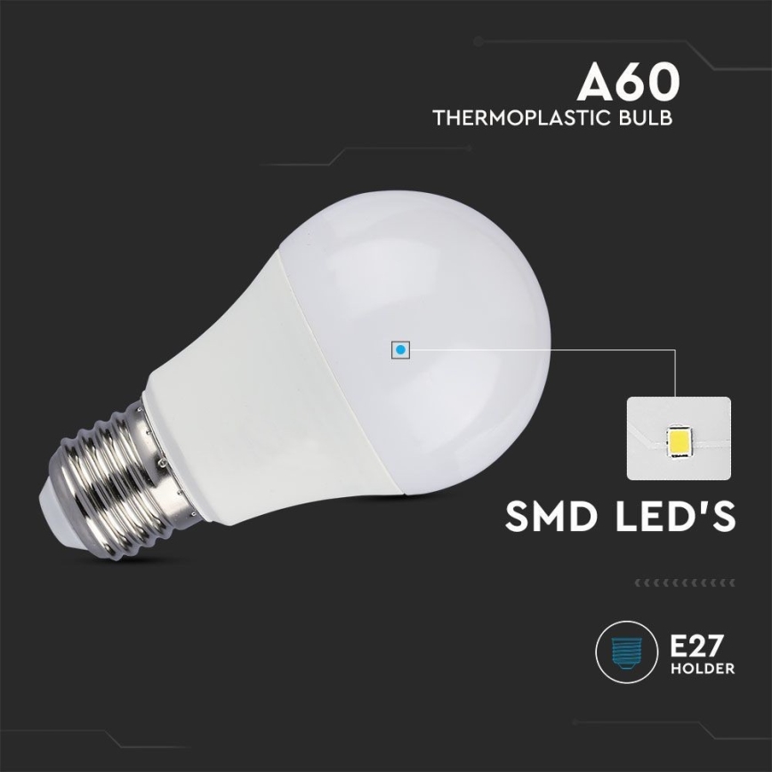 LED Lamp SAMSUNG CHIP A60 E27/8,5W/230V 3000K