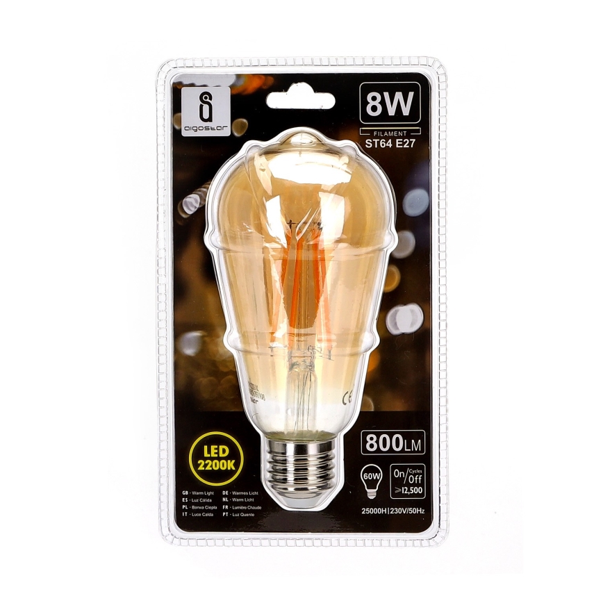 LED lamp ST64 E27/8W/230V 2200K - Aigostar