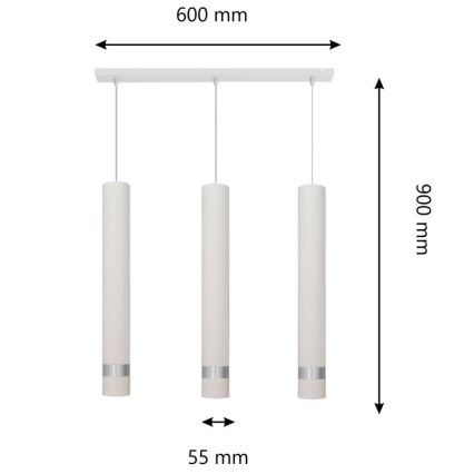 LED-kroonluchter aan kabel TUBA 3xGU10/4,8W/230V wit/glanzend chroom