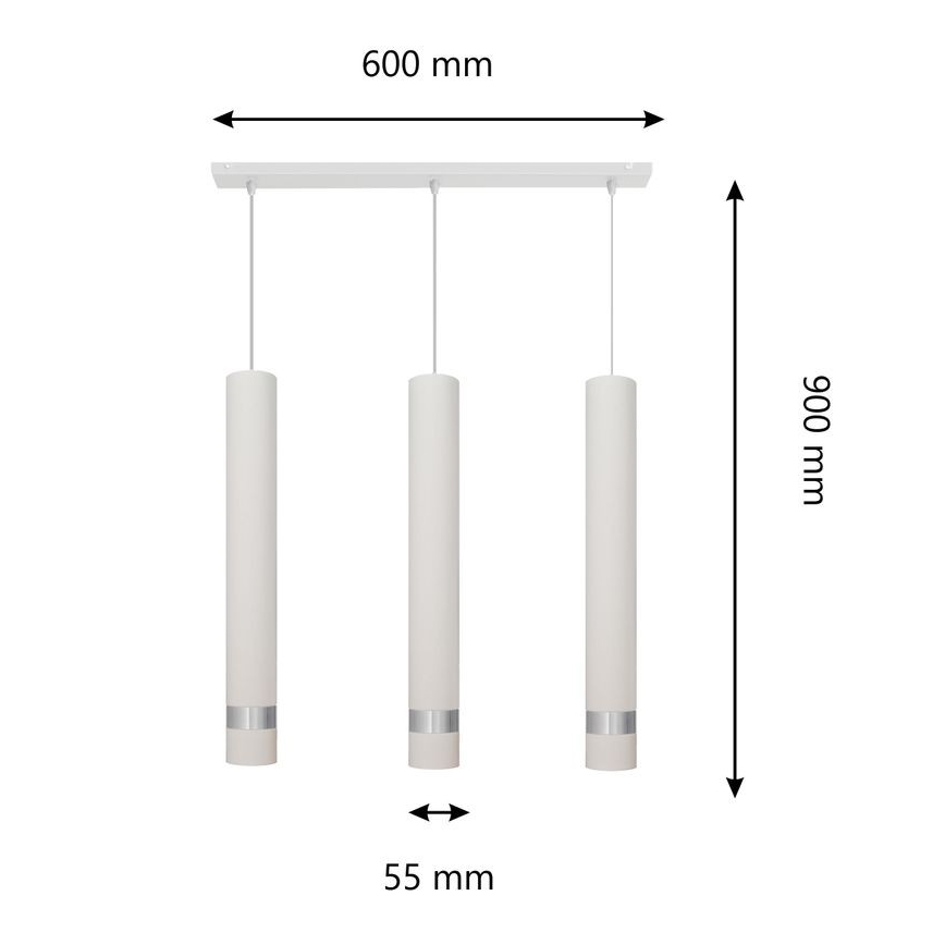 LED-kroonluchter aan kabel TUBA 3xGU10/4,8W/230V wit/glanzend chroom
