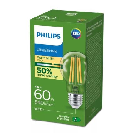 LED-lamp ULTRAEFFICIENT VINTAGE Philips E27/4W/230V 2700K