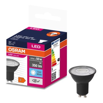 LED Lamp VALUE PAR16 GU10/4,5W/230V 6500K 36° zwart - Osram