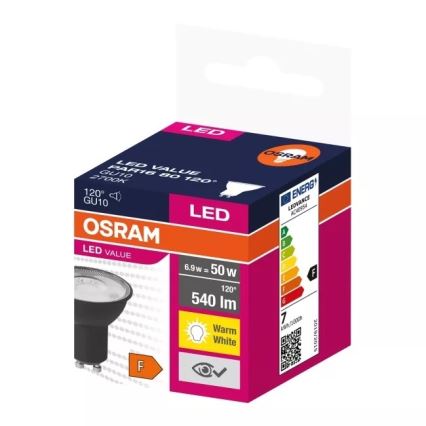LED Lamp VALUE PAR16 GU10/6,9W/230V 2700K 120° zwart - Ledvance