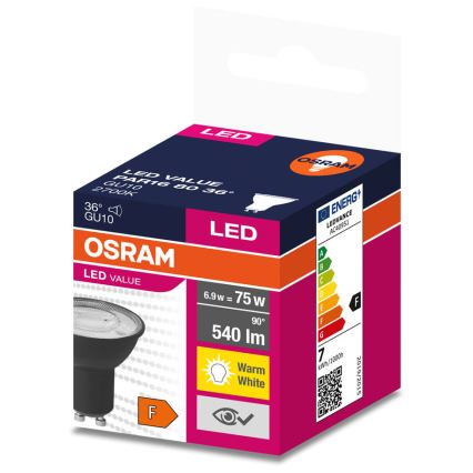 LED Lamp VALUE PAR16 GU10/6,9W/230V 2700K 36° zwart - Osram