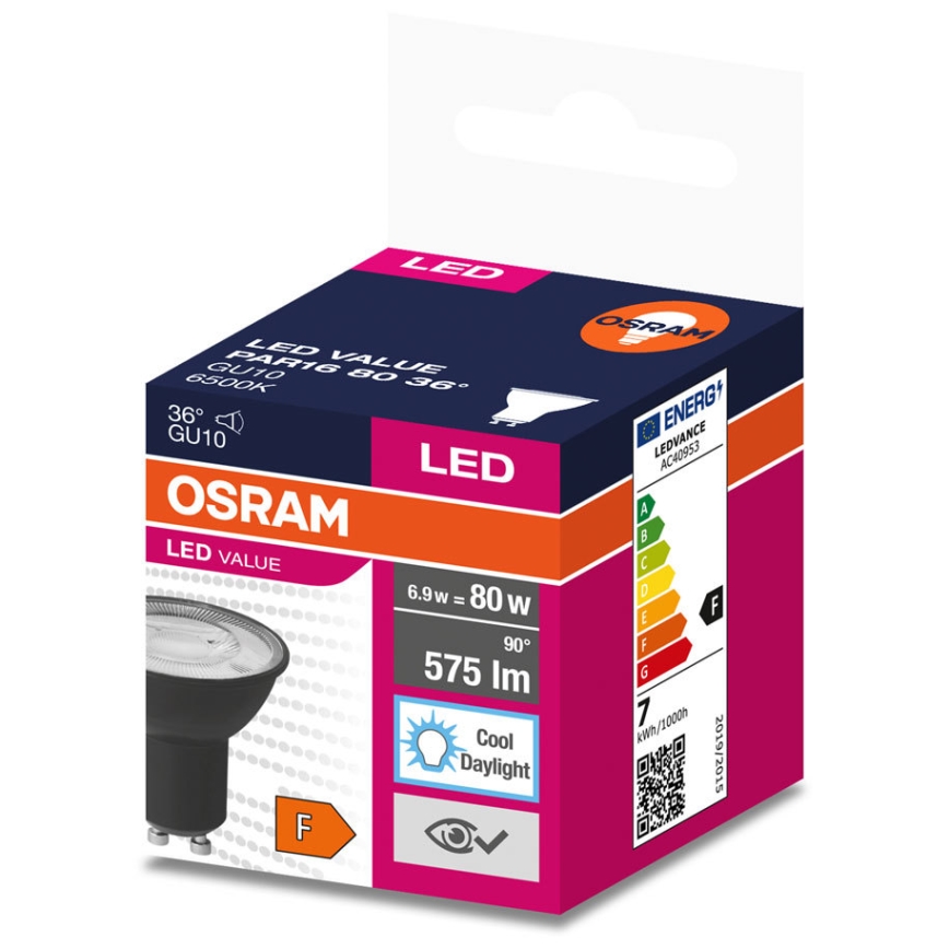 LED Lamp VALUE PAR16 GU10/6,9W/230V 4000K 36° zwart - Osram