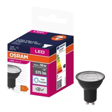 LED Lamp VALUE PAR16 GU10/6,9W/230V 6500K 120° zwart - Ledvance