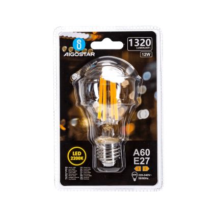 LED-lamp VINTAGE A60 E27/12W/230V 2200K - Aigostar