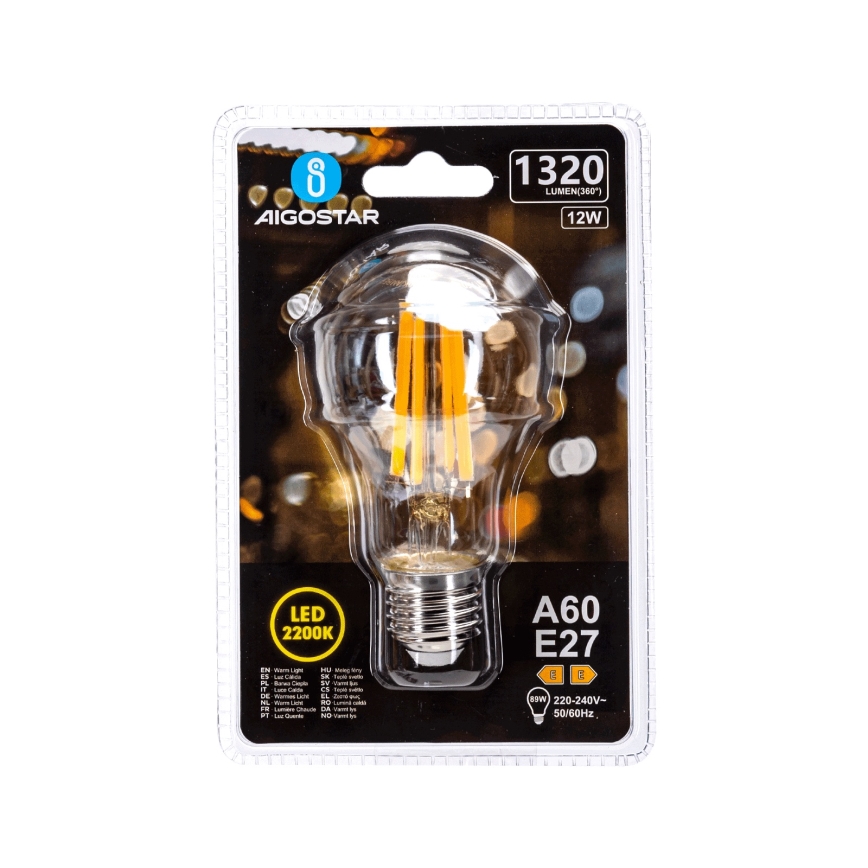 LED-lamp VINTAGE A60 E27/12W/230V 2200K - Aigostar