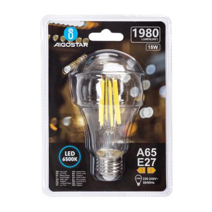 LED-lamp VINTAGE A65 E27/18W/230V 6500K - Aigostar