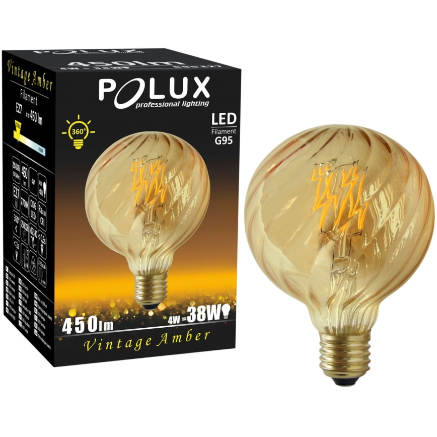 LED Lamp VINTAGE AMBER G95 E27/4W/230V 2700K